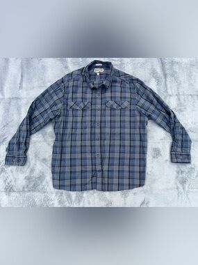 Duluth Trading Co Blue Plaid Long-Sleeve Button-Down Shirt 2xl